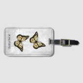 金ゴールドバタフライフローララゲージタグ ラゲッジタグ (正面横)