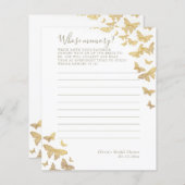 金ゴールドバタフライブライダルシャワーの記憶ゲーム (正面/裏面)