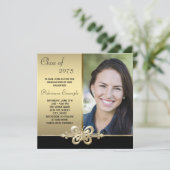 金ゴールドバタフライブラックと金ゴールドフォト卒業 招待状 (スタンド正面)