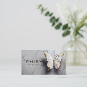 金ゴールドバタフライホワイトマーブル 名刺 (スタンド正面)