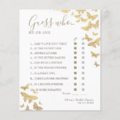 金ゴールドバタフライボホブライダルシャワー推測Whoゲーム (正面)