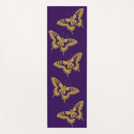 金ゴールドバタフライヨガポーズピラティスエクササイズパープル ヨガマット