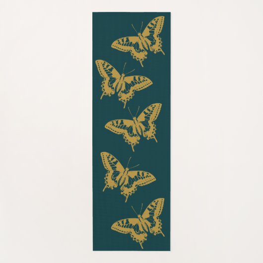 金ゴールドバタフライヨガポーズピラティスエクササイズ ヨガマット (正面)