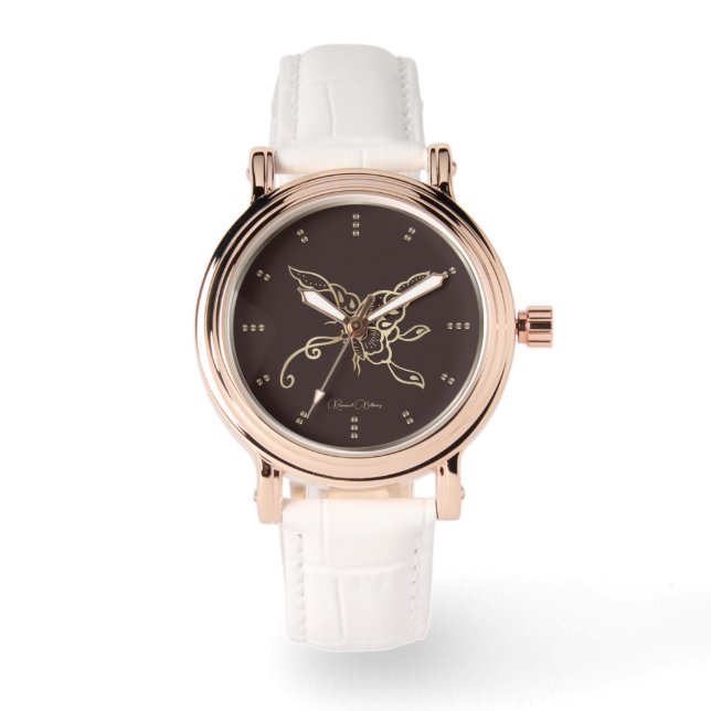 金ゴールドバタフライラグジュアリーウォッチ 腕時計 (正面)