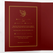 金ゴールドバタフライレッド&金ゴールド結婚ズスイート 三つ折り招待状 (内部最初)