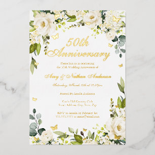 金ゴールドバタフライ結婚シャンパン50周年 箔招待状