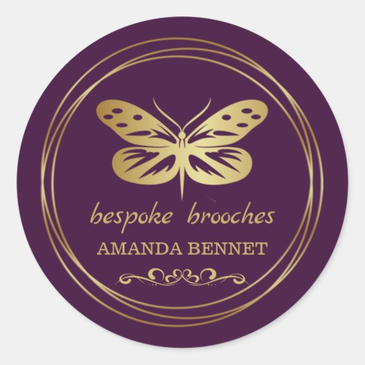 金ゴールドバタフライ、サークルフレームデザイナー ラウンドシール (正面)