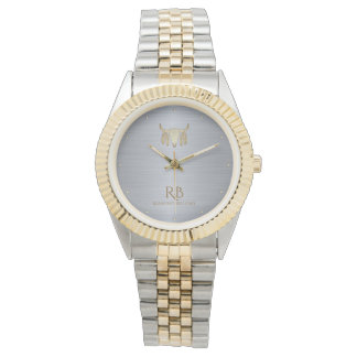 金ゴールドバッファロースカルシルバーメタリックウォッチ 腕時計