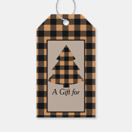 金ゴールドバッファロープレイドクリスマスツリー ギフトタグ