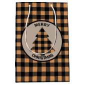 金ゴールドバッファロープレイドクリスマスツリー ミディアムペーパーバッグ (正面)