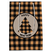 金ゴールドバッファロープレイドクリスマスツリー ミディアムペーパーバッグ (裏面)