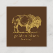 金ゴールドバッファローQRコードブラウンスクウェアBizカード スクエア名刺 (正面)