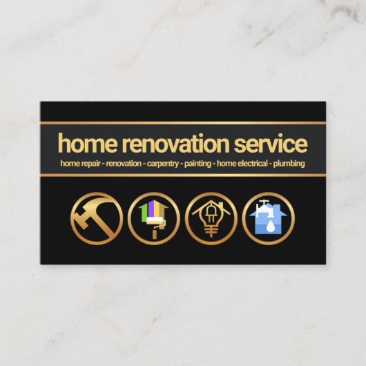 金ゴールドバナークリエイティブ手書き建築ツール 名刺 (正面)