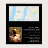 金ゴールドバナーグランドオープン式フォト/マップカード 名刺 (内部フラット)