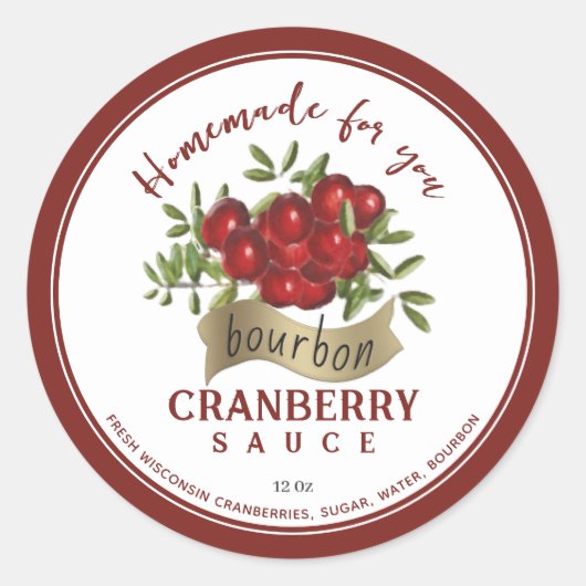 金ゴールドバナーバーボンとクランベリーソースラベル ラウンドシール (正面)