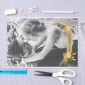 金ゴールドバナー付き/フラワーオーバーレイ自分の写真を追加 薄葉紙 (クラフト)