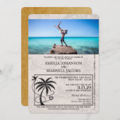 金ゴールドバハパスポート結婚式招待状 招待状 (正面/裏面)