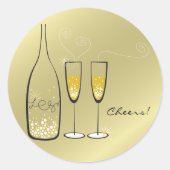 金ゴールドバブルシャンパン応援シックウェディングパーティー ラウンドシール (正面)