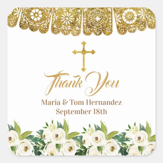 金ゴールドバプティスフィエスタツインサンキューユーラベル スクエアシール (正面)