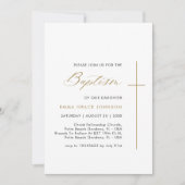 金ゴールドバプテスマ写真招待状のための男の赤ちゃんまたは女の子 招待状 (正面)