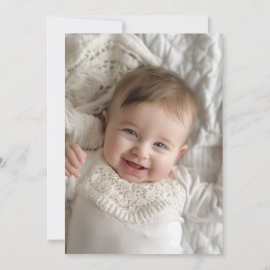 金ゴールドバプテスマ写真招待状のための男の赤ちゃんまたは女の子 招待状 (裏面)