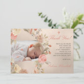 金ゴールドバプテスマ《キリスト教》洗礼式や命名式ベビーバラガーデンフォト サンキューカード (スタンド正面)