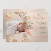 金ゴールドバプテスマ《キリスト教》洗礼式や命名式ベビーバラガーデンフォト サンキューカード (正面/裏面)