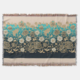 金ゴールドバラとターコイズの背景 スローブランケット