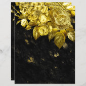 金ゴールドバラと黒い大理石スクラップブック紙 (正面/裏面)