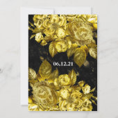 金ゴールドバラと黒結婚大理石 招待状 (裏面)