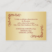 金ゴールドバラの赤いウェディングレセプション エンクロージャーカード (裏面)