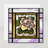 金ゴールドバラアールデコ薄紫ステンドガラスカード シーズンカード (正面/裏面)