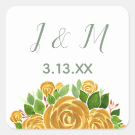 金ゴールドバライニシャルと日付 スクエアシール