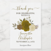 金ゴールドバラエレガントボホ結婚のサンキューミニ ワインラベル (シングルラベル)