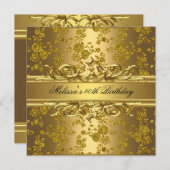 金ゴールドバラオン金ゴールド40歳の誕生日パーティー 招待状 (正面/裏面)