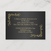 金ゴールドバラオン黒いウェディングレセプション エンクロージャーカード (裏面)