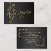 金ゴールドバラオン黒いウェディングレセプション エンクロージャーカード (正面/裏面)