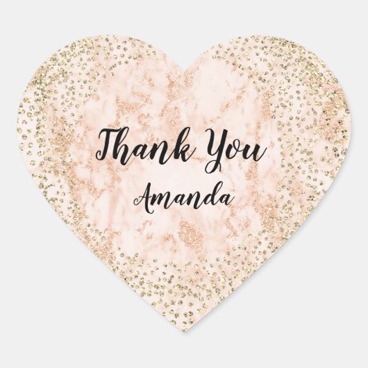 金ゴールドバラグリッターガーリー赤面ラックスハートサンキュー ハートシール (正面)