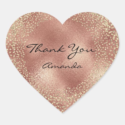 金ゴールドバラグリッタースキニーネームガラス感謝していハート ハートシール (正面)