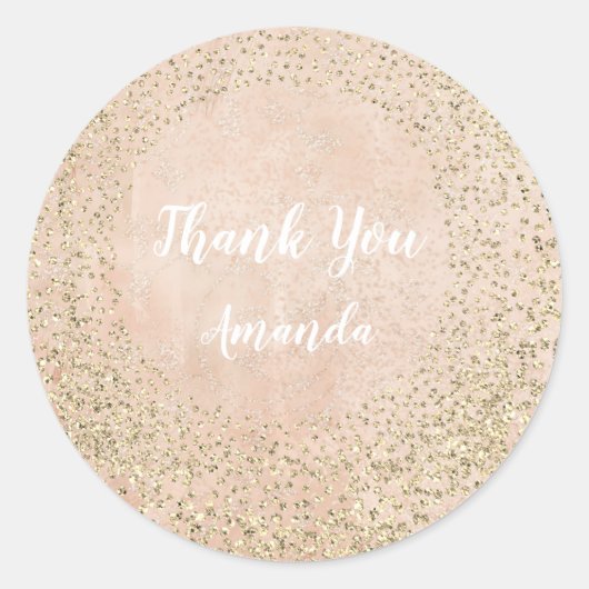 金ゴールドバラグリッタースキニーピーチラックス名サンキュー ラウンドシール (正面)
