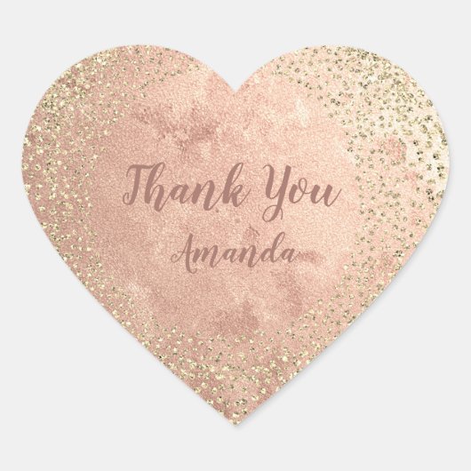 金ゴールドバラグリッタースキニー赤面ラックスハートサンキュー ハートシール (正面)