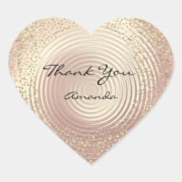 金ゴールドバラグリッター美しい名ガラスハート感謝してい ハートシール