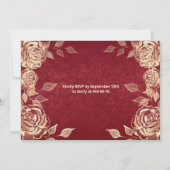 金ゴールドバラシークンズ金ゴールドドレスQuinceaenera red 招待状 (裏面)