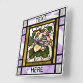 金ゴールドバラステンドグラスアールデコ スクエア壁時計 (傾斜)