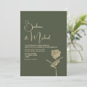 金ゴールドバラセージグリーンエレガントウェディング 招待状 (スタンド正面)