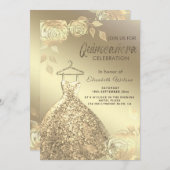 金ゴールドバラトレンディー金ゴールドセクインズドレスキンセアニラ 招待状 (正面/裏面)