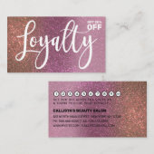 金ゴールドバラピンクトリプルグリッターグラデーションタイポグラフィ ロイヤリティカード (正面/裏面)