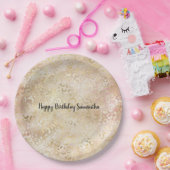 金ゴールドバラピンクヒョウ印刷 ペーパープレート (パーティー)