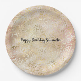 金ゴールドバラピンクヒョウ印刷 ペーパープレート