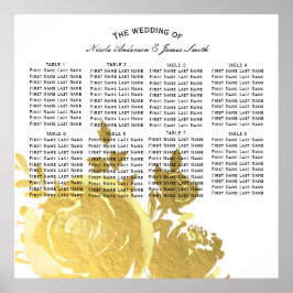 金ゴールドバラフェイクフォイルエレガントフローラ座席 ポスター